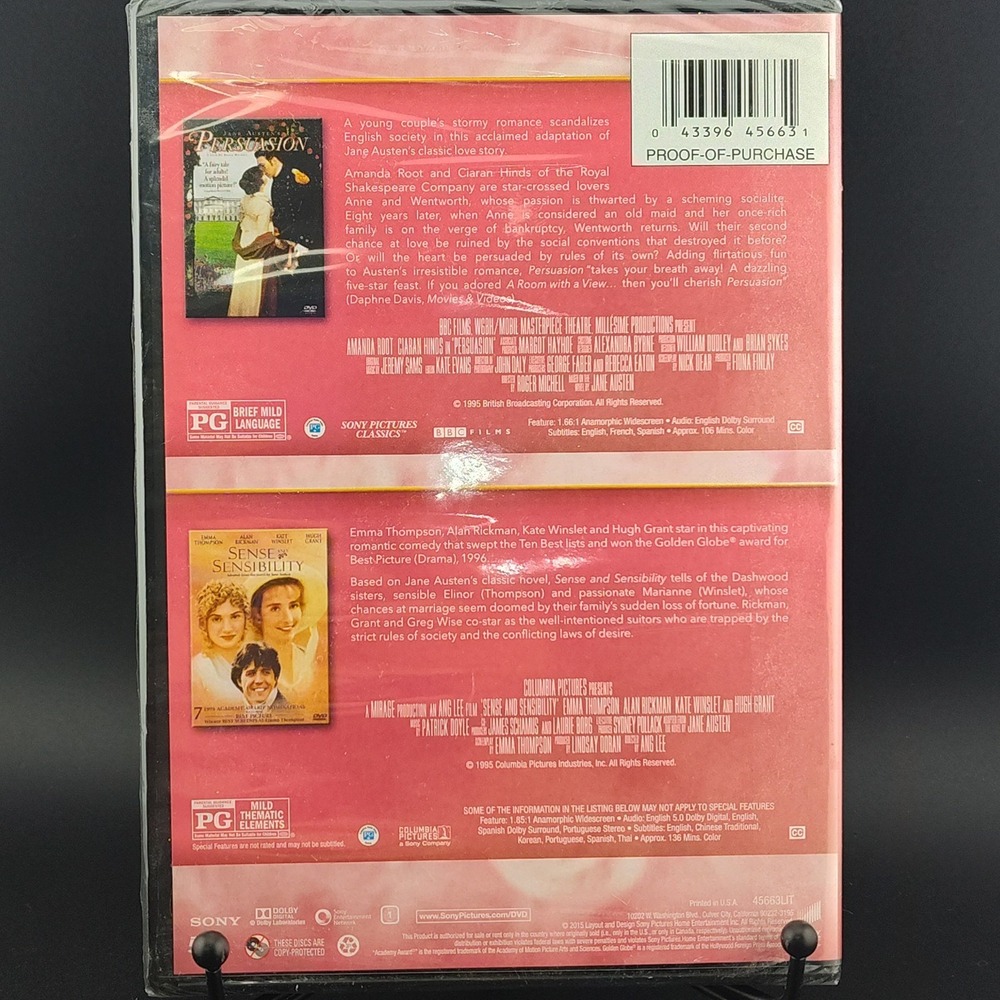 Jane Austen Persuasion & Sense and Sensibility DVD movies NEW Kate Winslet Emma - Picture 2 of 3